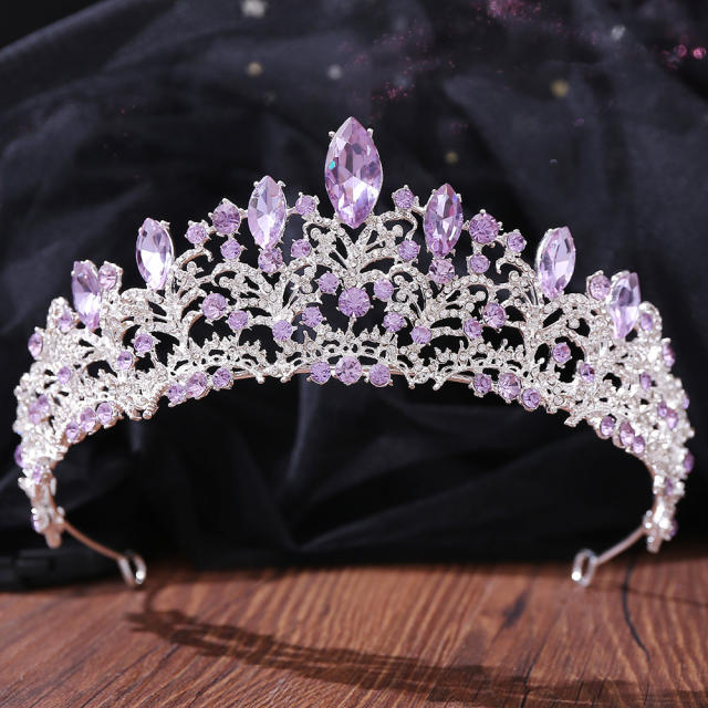 Light amethyst glass crystal statement crown