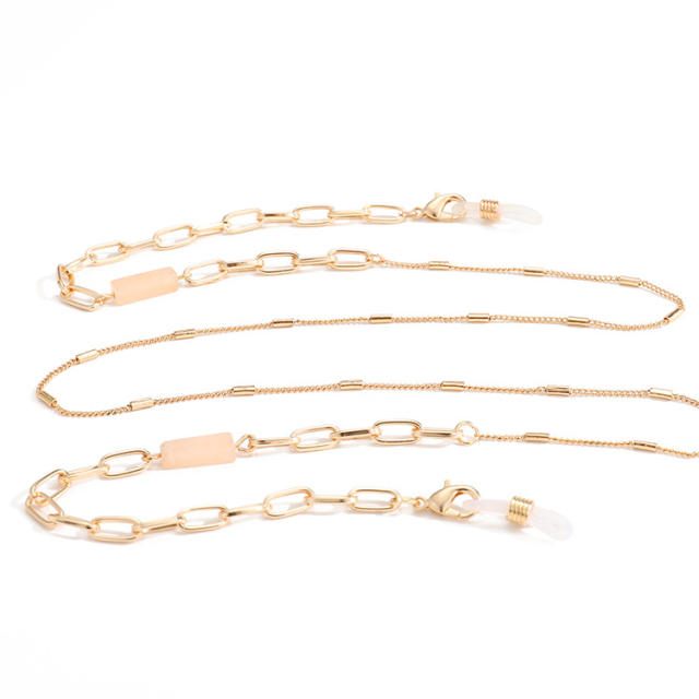 Concise pink stone glass chain
