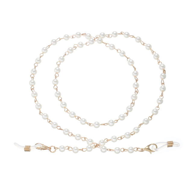 Concise faux pearl bead glass chain