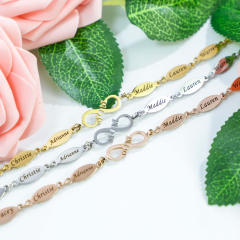 Unique infinity symbol engrave name custom bracelet