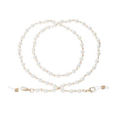 Concise faux pearl bead glass chain