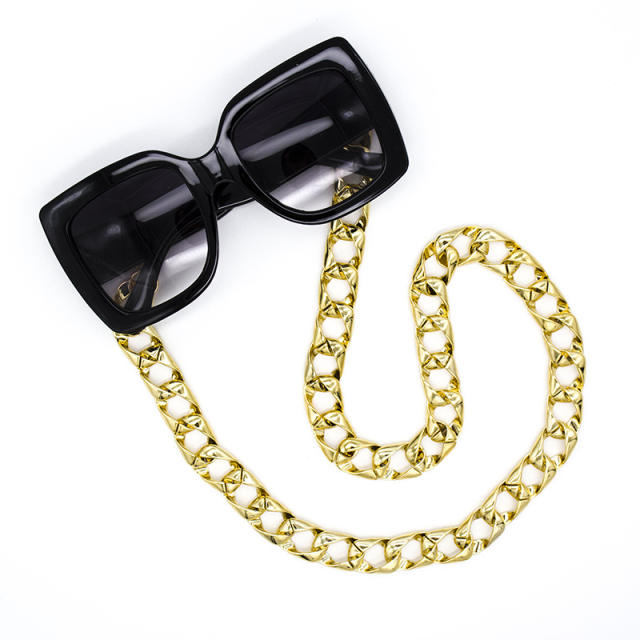 HIPHOP Gold color acrylic chain glass chain
