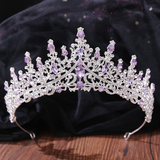 Light amethyst glass crystal statement crown