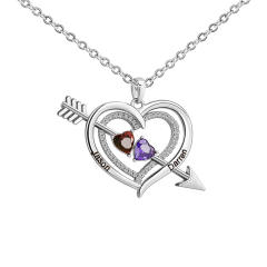 Personality birthstone heart pendant custom necklace
