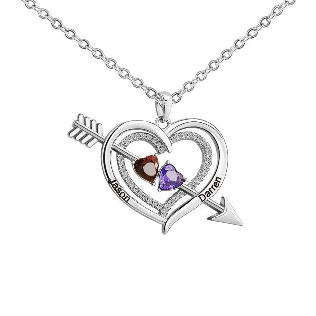 Personality birthstone heart pendant custom necklace