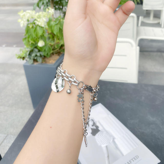 Stainless steel chain pearl layer watch band for apple watch