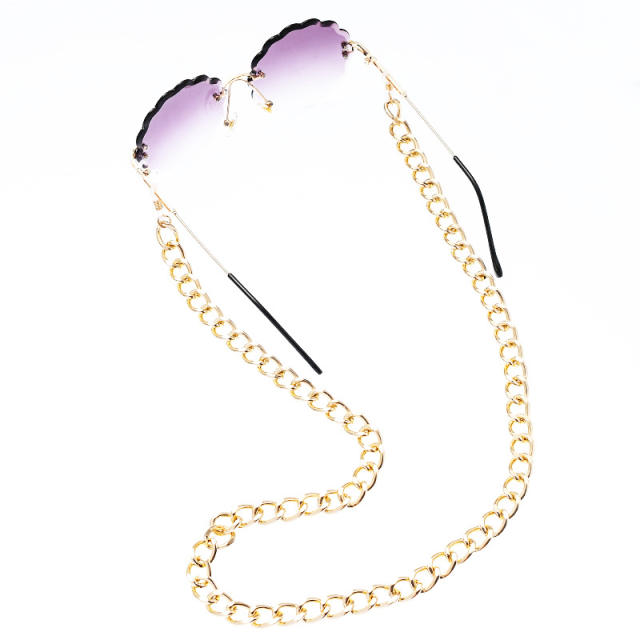 HIPHOP gold color metal chain glass chain