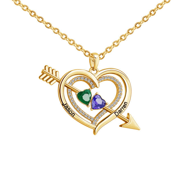 Personality birthstone heart pendant custom necklace