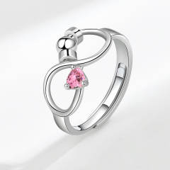Concise birthstone infinity symbol anxiety rings
