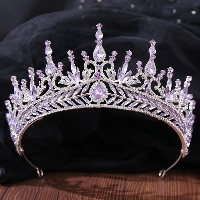 Light amethyst glass crystal statement crown