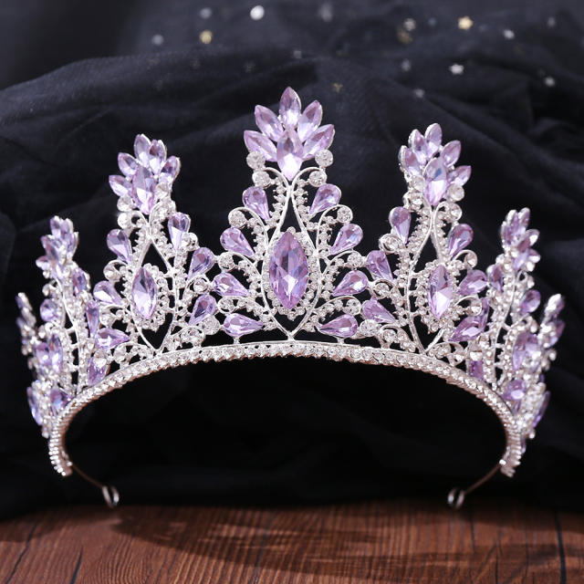Light amethyst glass crystal statement crown