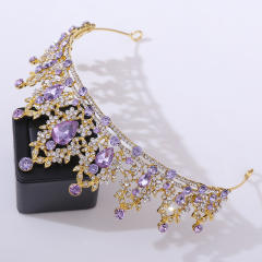 Light amethyst glass crystal statement crown