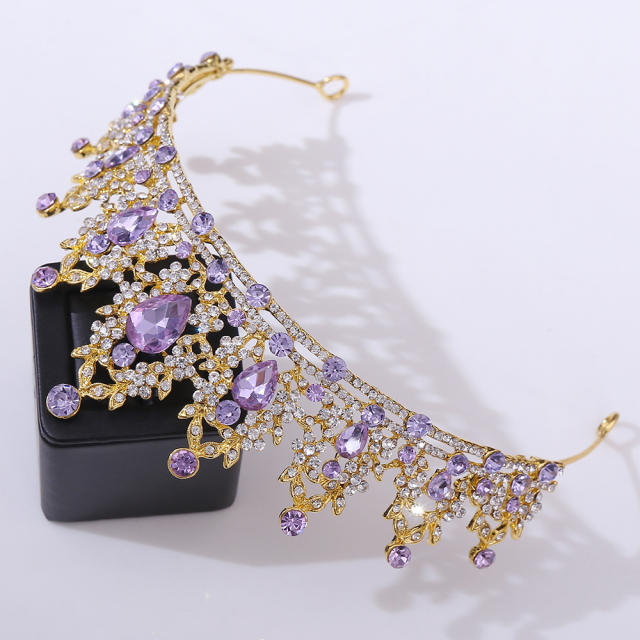 Light amethyst glass crystal statement crown