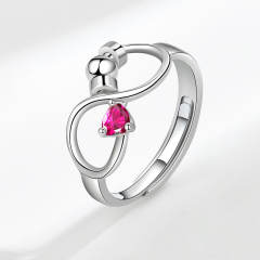 Concise birthstone infinity symbol anxiety rings