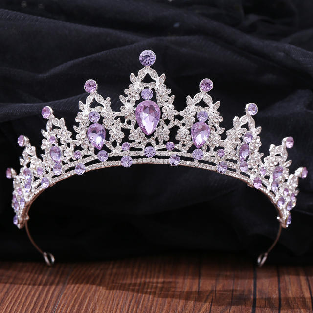 Light amethyst glass crystal statement crown