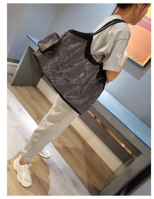Korean fashion oxford material full diamond tote bag for women