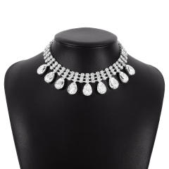 Eleagnt pave setting rhinestone drop choker