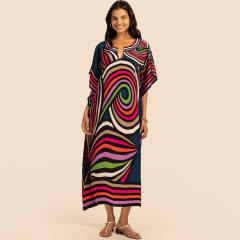 Occident fashion color printing loose swimsuit cover up