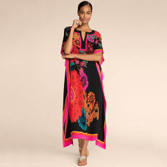 Occident fashion color printing loose swimsuit cover up