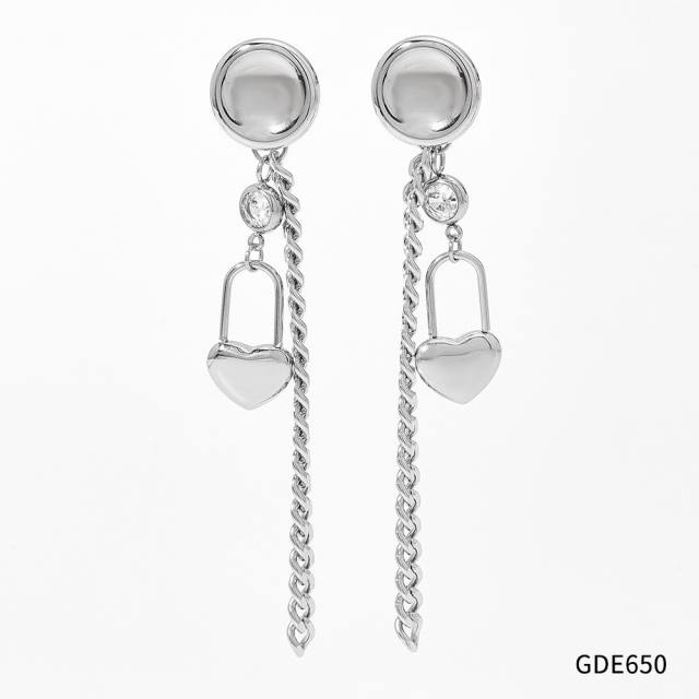 Occident fashion stainless steel chain tassel earrings