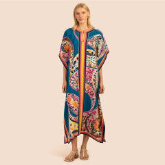 Occident fashion color printing loose swimsuit cover up