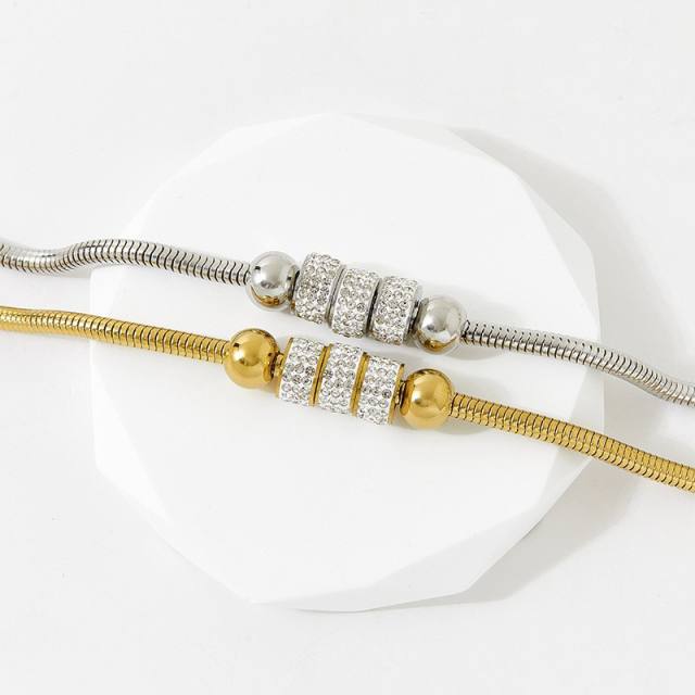 Occident fashion snake chain diamond ball stainless steel bracelet