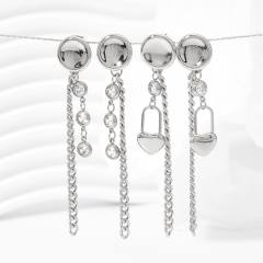 Occident fashion stainless steel chain tassel earrings