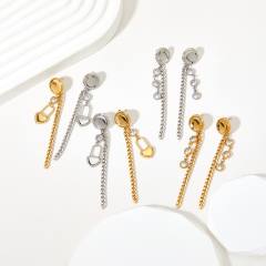 Occident fashion stainless steel chain tassel earrings