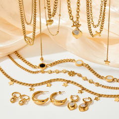Occident fashion popular stainless steel necklace earrings bangle