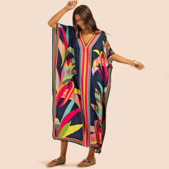 Occident fashion color printing loose swimsuit cover up