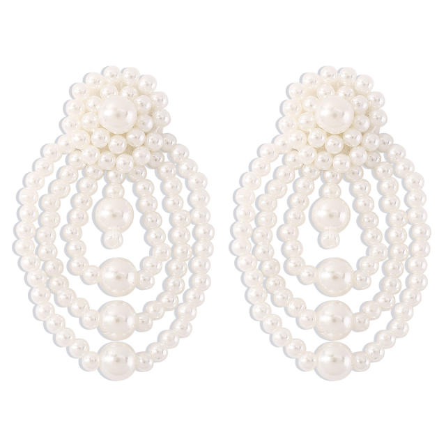 Vintage faux pearl beads braid earrings