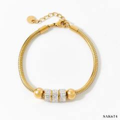 Occident fashion snake chain diamond ball stainless steel bracelet