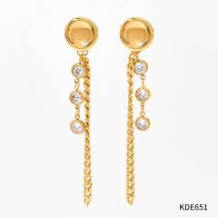Occident fashion stainless steel chain tassel earrings