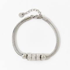 Occident fashion snake chain diamond ball stainless steel bracelet