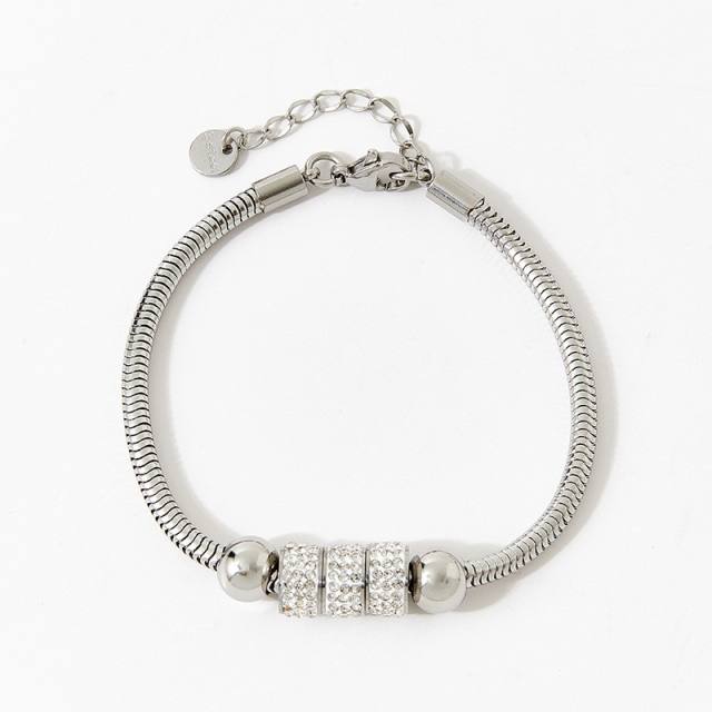 Occident fashion snake chain diamond ball stainless steel bracelet