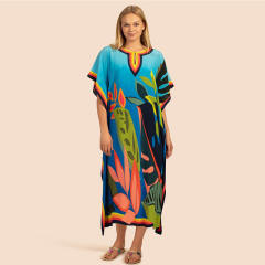 Occident fashion color printing loose swimsuit cover up