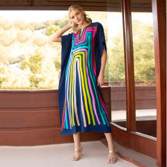 Occident fashion color printing loose swimsuit cover up