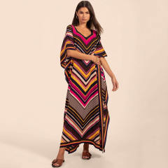 Occident fashion color printing loose swimsuit cover up