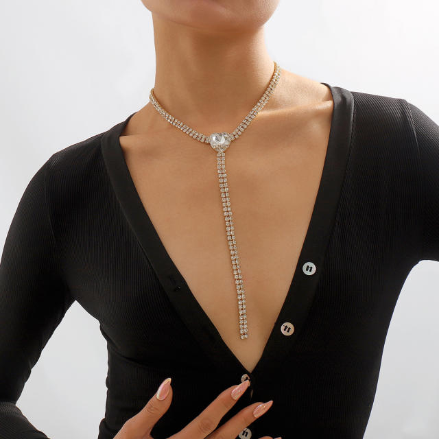 Personality diamond lariet necklace