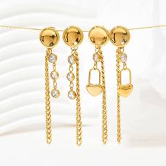 Occident fashion stainless steel chain tassel earrings