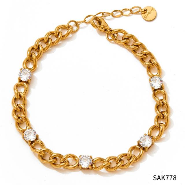 Occident fashion popular stainless steel necklace earrings bangle
