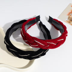 Rhinestone velvet braid padded headband