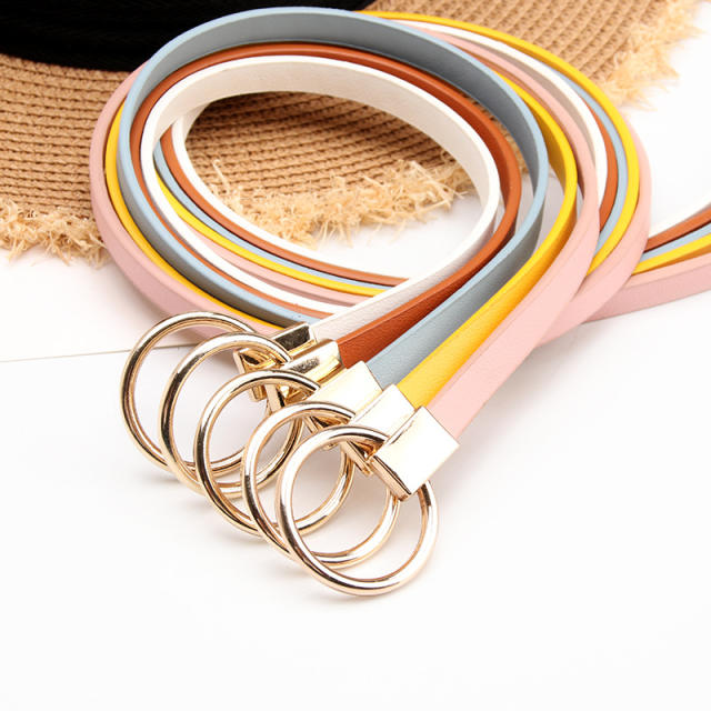 Korean fashion spring candy color skinny knot belt