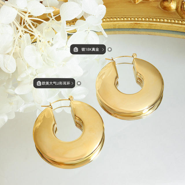 18K gold plated stainless steel chunky earrings