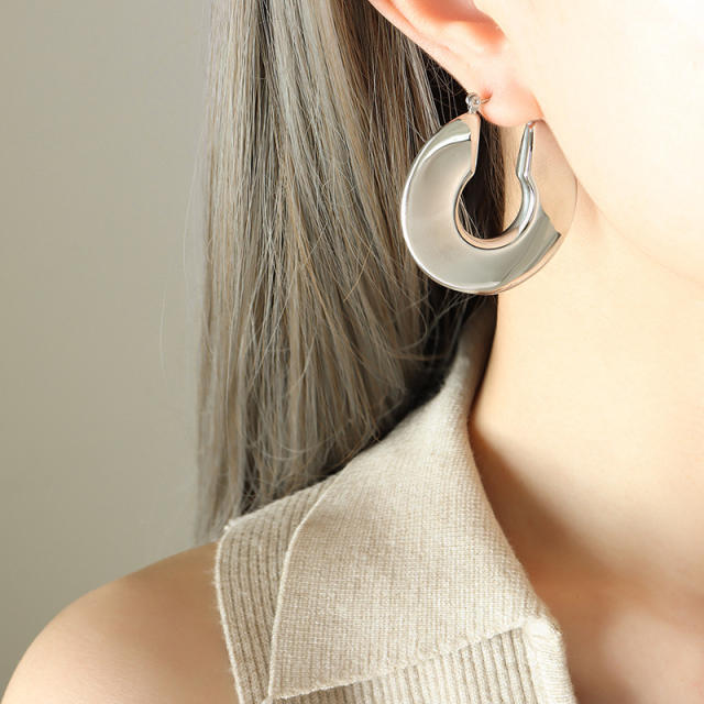 18K gold plated stainless steel chunky earrings