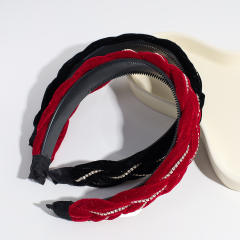 Rhinestone velvet braid padded headband