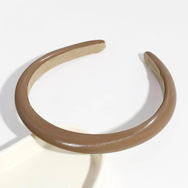 Plain color PU leather simple headband