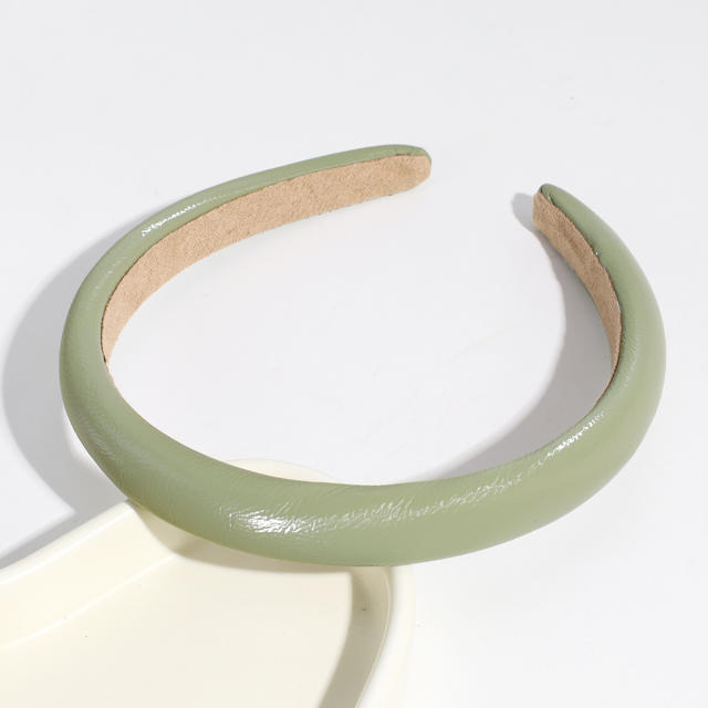 Plain color PU leather simple headband