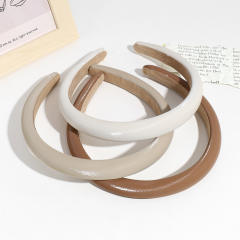 Plain color PU leather simple headband