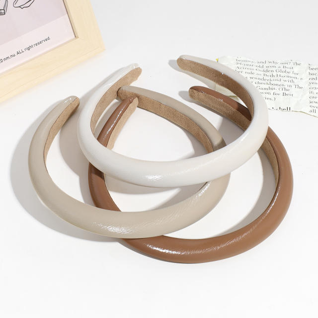 Plain color PU leather simple headband